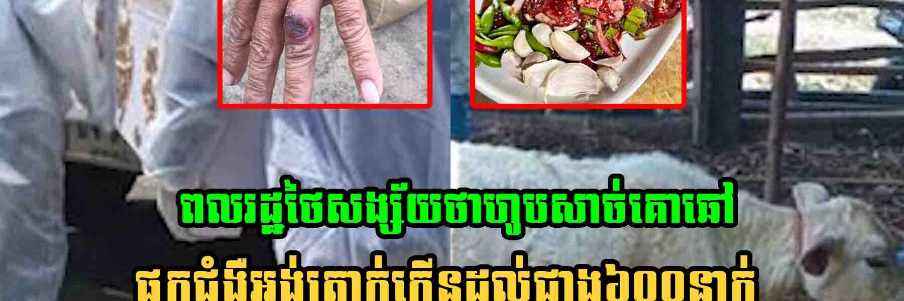 ក្តៅៗ! ពលរដ្ឋថៃដែលសង្ស័យថាហូបសាច់គោផ្ទុកជំងឺ​អង់ត្រាក់កើនដល់ជាង៦០០នាក់